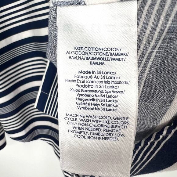 Ralph Lauren Chaps Womens Sz XL Navy Blue No Iron Blouse Shirt Top Button Up - Picture 10 of 11